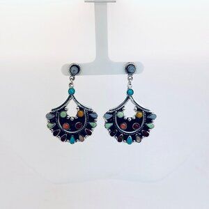 Vintage Ampaio 925 Sterling Silver Multistone Chandelier Earrings Estate Jewelry